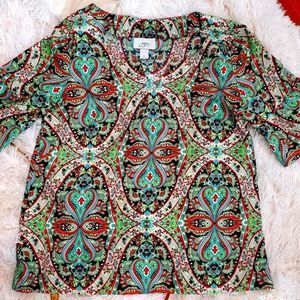 LOFT TUNIC retro groovy print gorgeous colors sz SM